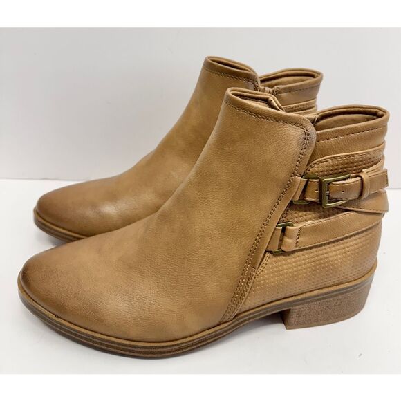 BareTraps Boots Size 8.5 Tan Ankle Booties Cushioned Insole Side Zip NEW - Picture 2 of 11
